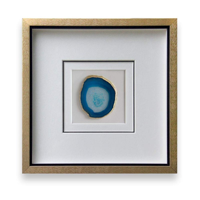 ARTECORS Handmade 15.7"x15.7" Gold Edge Natural Agate Wall Art with Shadow Box Frame Front Glass for Living Room Bedroom Home Decoration - Image 1
